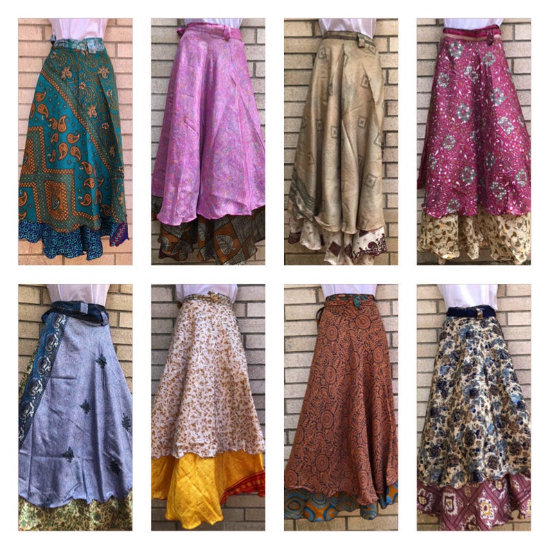 Vintage Indian Silk Wrap Skirts ...